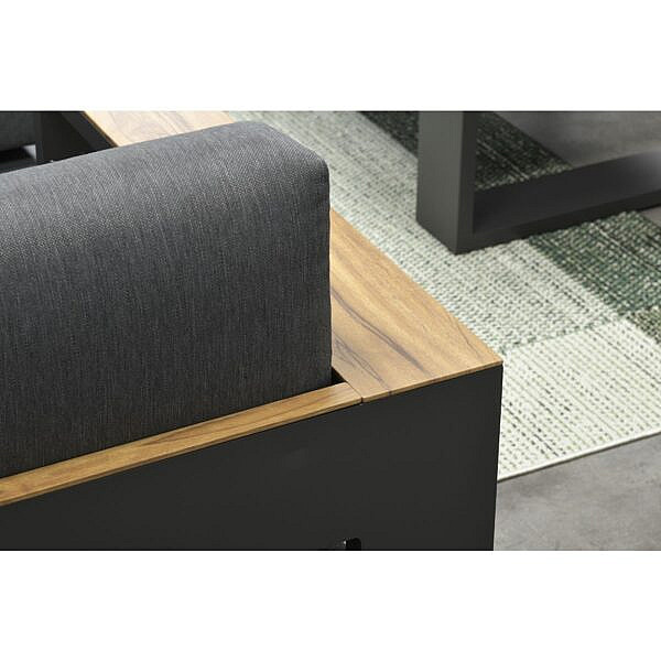 Cube lounge set 3-dlg carbon black / reflex black / teak look - Afbeelding 4