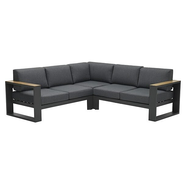 Cube lounge set 3-dlg carbon black / reflex black / teak look