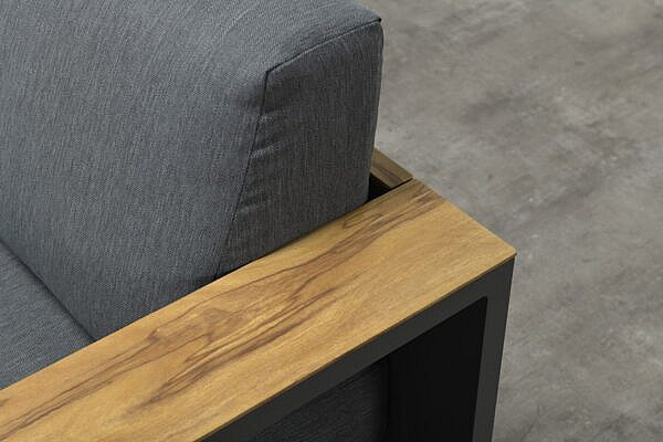 Cube lounge set 3-dlg carbon black / reflex black / teak look - Afbeelding 5