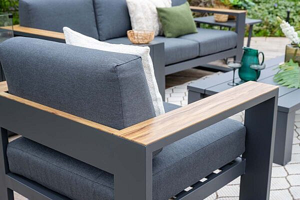 Cube lounge fauteuil carbon black / reflex black / teak look - Afbeelding 6