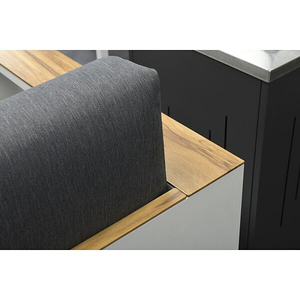 Cube lounge set 3-dlg mat wit / reflex black / teak look - Afbeelding 5