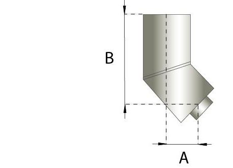 Dubbelwandig rookkanaal RVS, bocht 45° graden, diameter Ø150-200 - Afbeelding 2